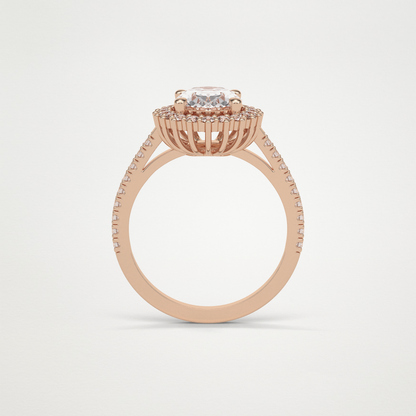 Oval Halo & Pave Lab Grown Diamond Engagement Ring
