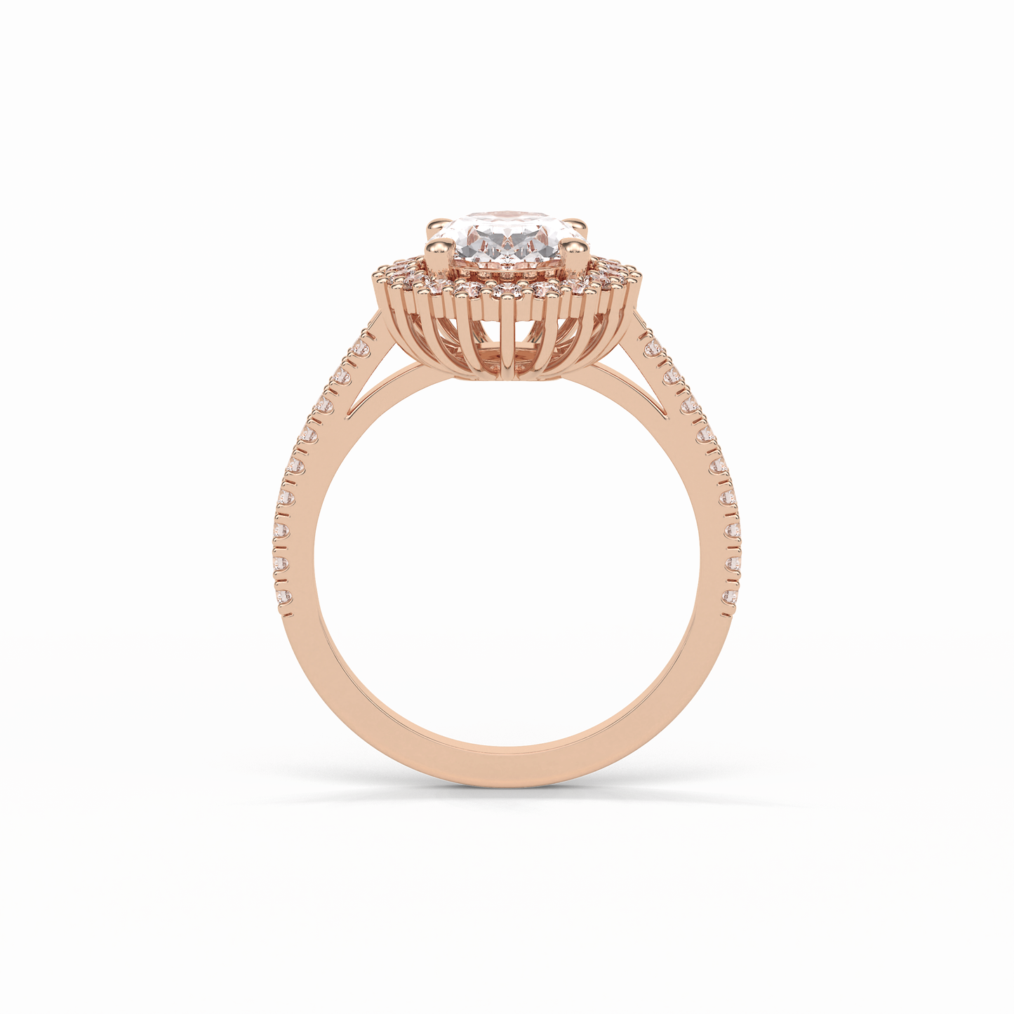 Oval Halo & Pave Lab Grown Diamond Engagement Ring