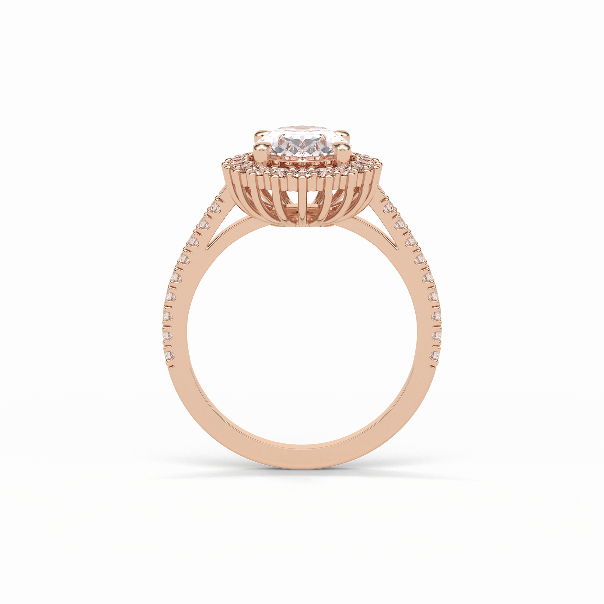 Oval Halo & Pave Lab Grown Diamond Engagement Ring