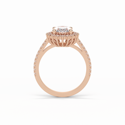 Oval Halo & Pave Lab Grown Diamond Engagement Ring