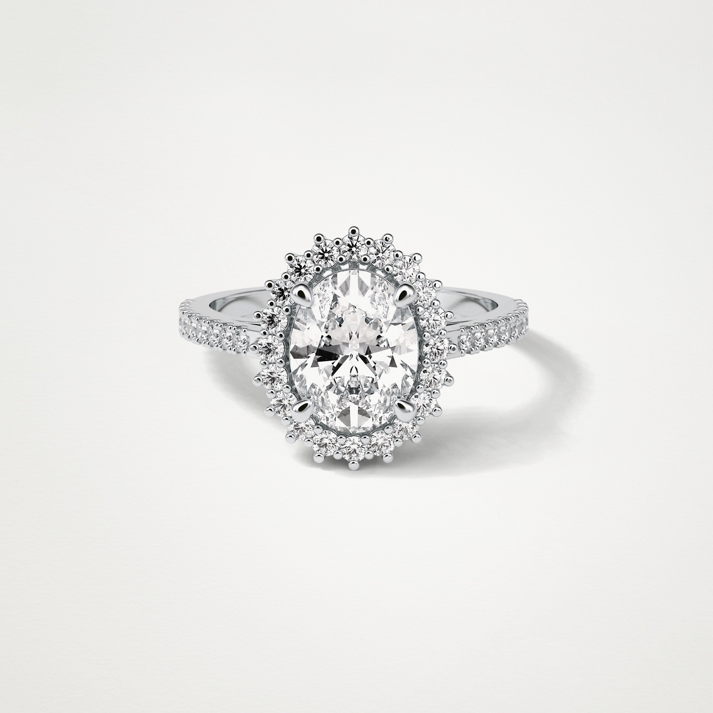 Oval Halo & Pave Lab Grown Diamond Engagement Ring