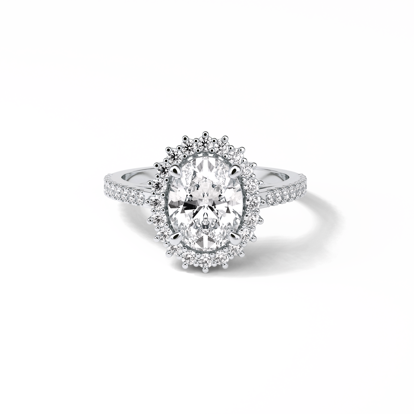 Oval Halo & Pave Lab Grown Diamond Engagement Ring