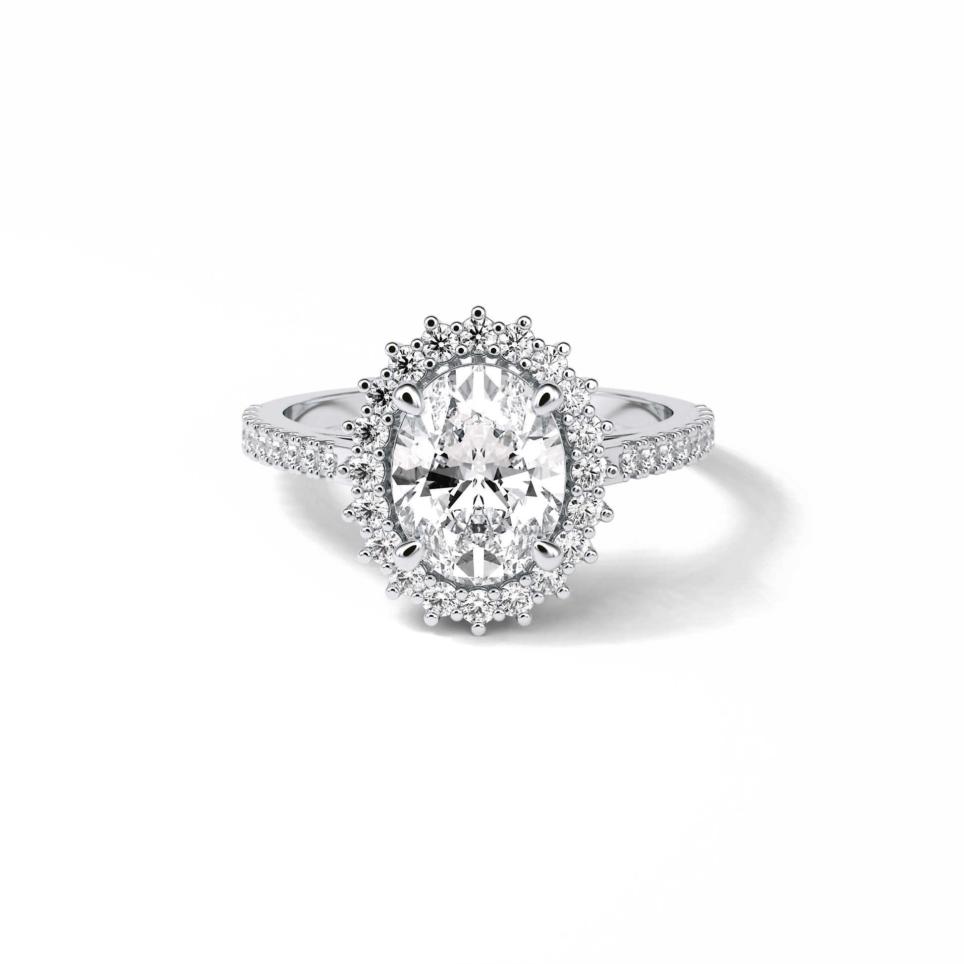 Oval Halo & Pave Lab Grown Diamond Engagement Ring