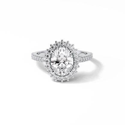 Oval Halo & Pave Lab Grown Diamond Engagement Ring