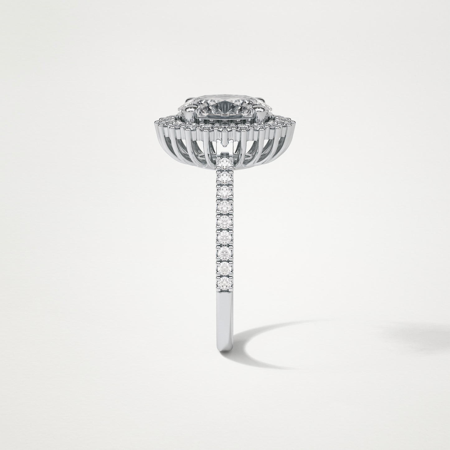 Oval Halo & Pave Lab Grown Diamond Engagement Ring
