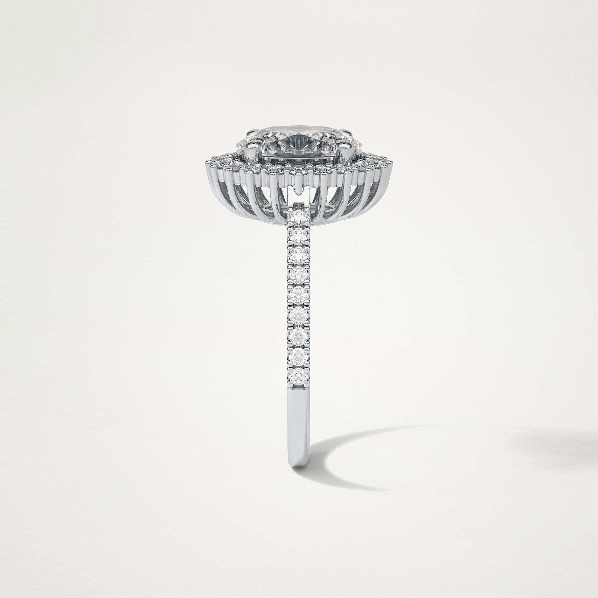Oval Halo & Pave Lab Grown Diamond Engagement Ring