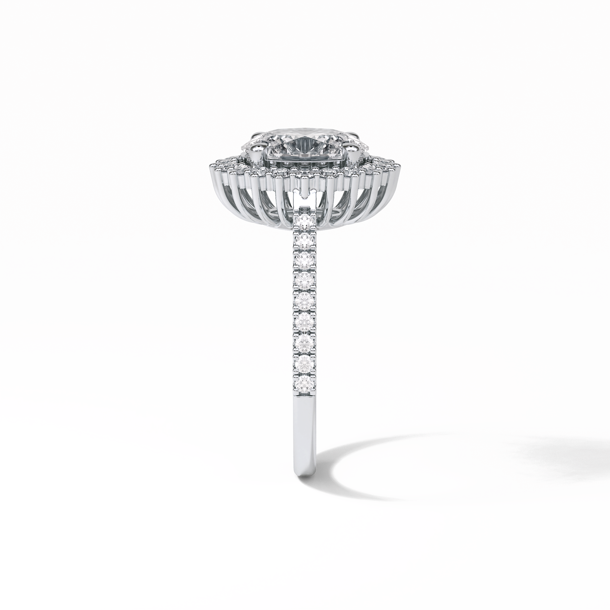 Oval Halo & Pave Lab Grown Diamond Engagement Ring