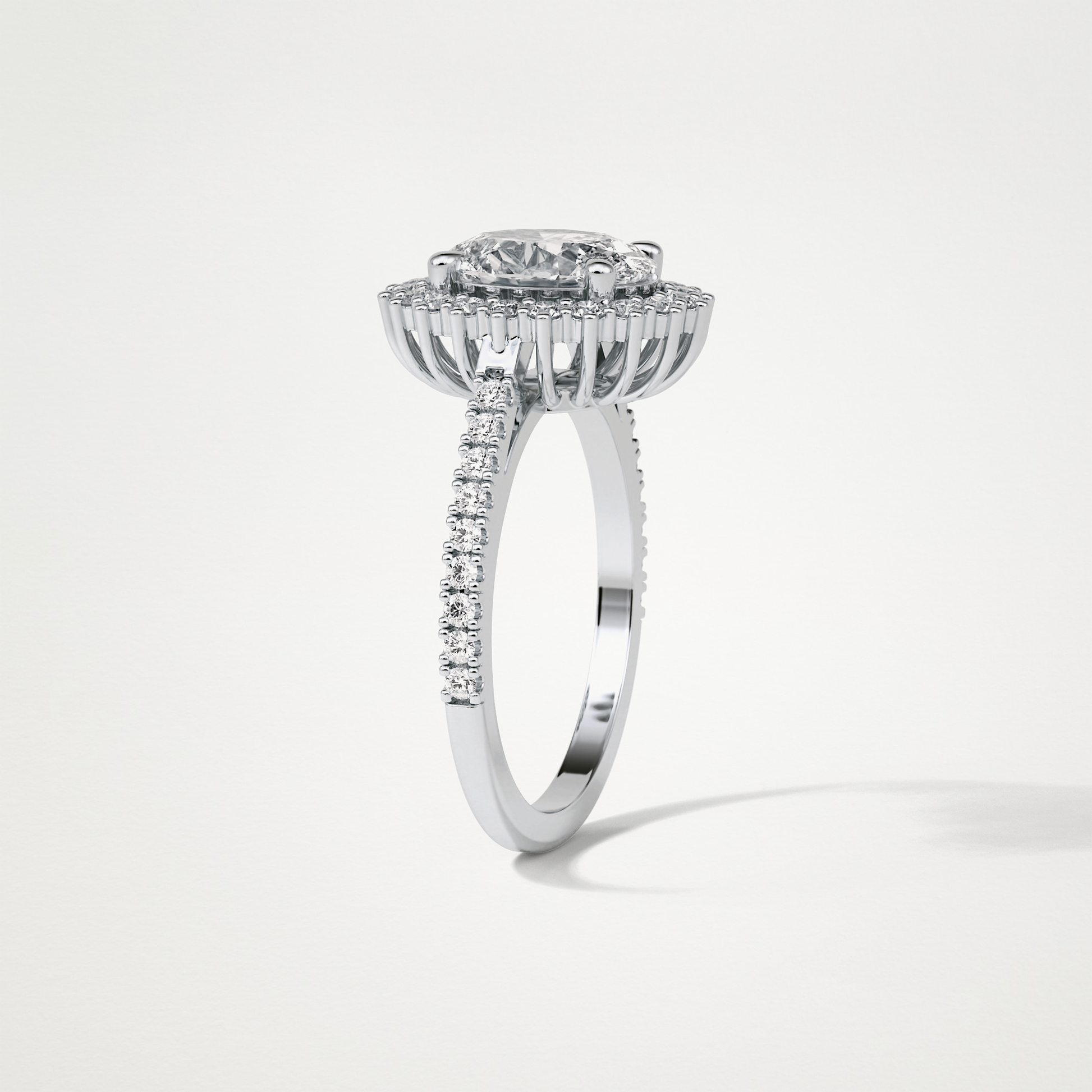 Oval Halo & Pave Lab Grown Diamond Engagement Ring