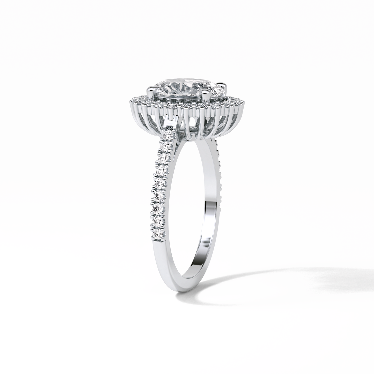 Oval Halo & Pave Lab Grown Diamond Engagement Ring