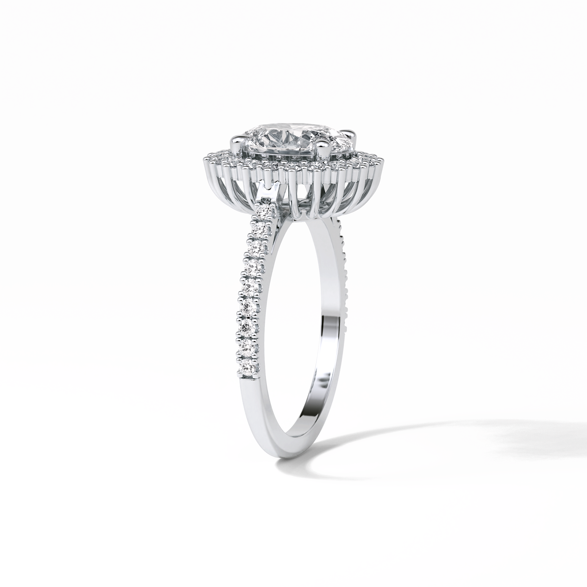 Oval Halo & Pave Lab Grown Diamond Engagement Ring