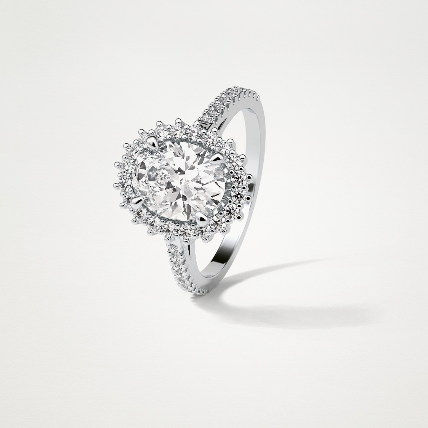 Oval Halo & Pave Lab Grown Diamond Engagement Ring