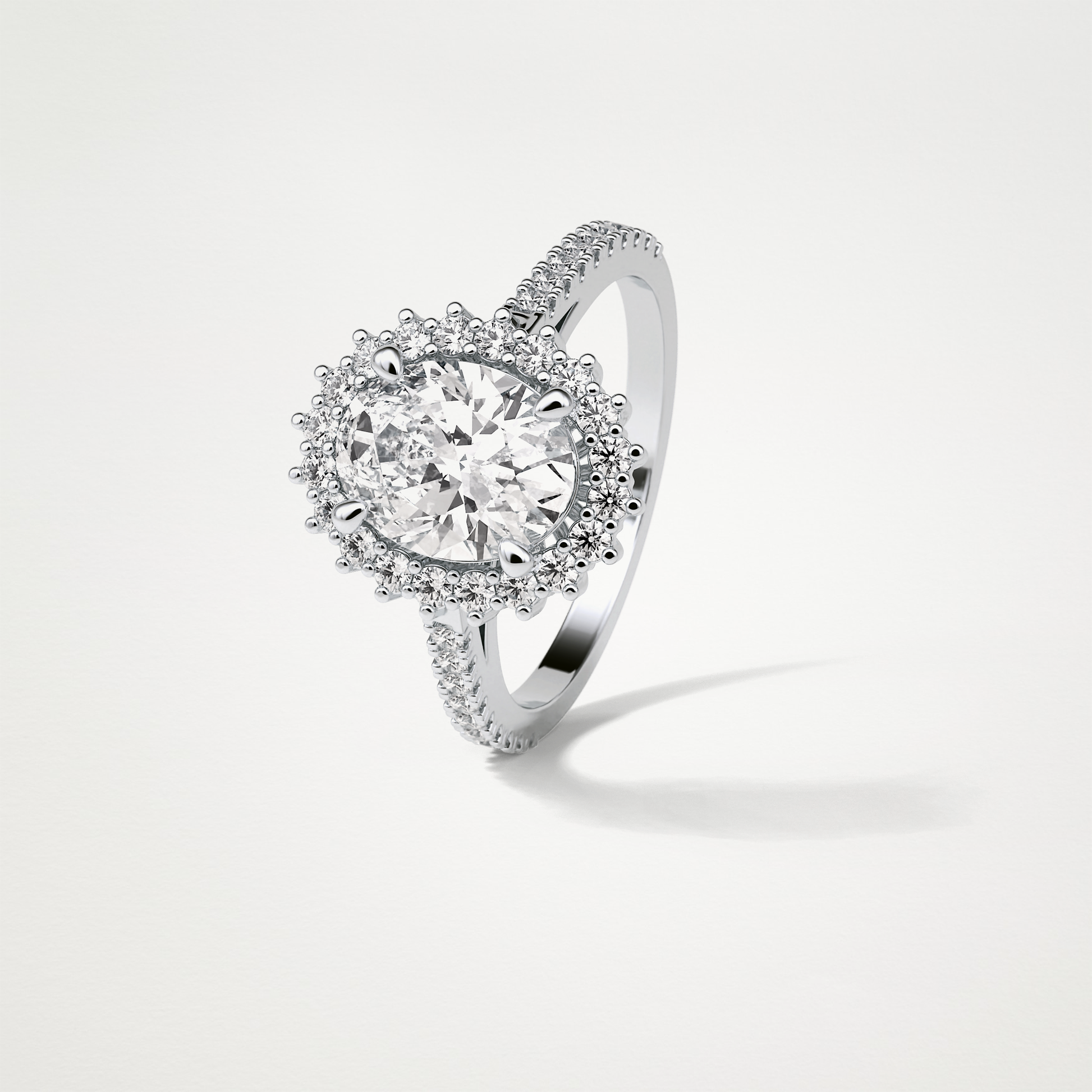 Oval Halo & Pave Lab Grown Diamond Engagement Ring