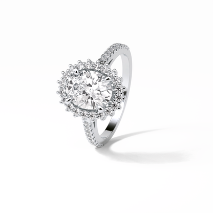 Oval Halo & Pave Lab Grown Diamond Engagement Ring