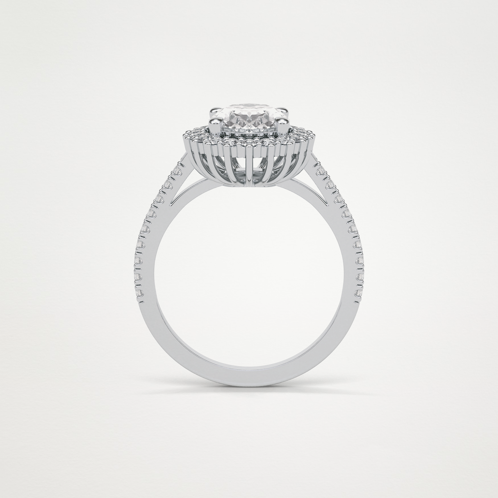 Oval Halo & Pave Lab Grown Diamond Engagement Ring