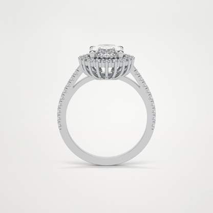 Oval Halo & Pave Lab Grown Diamond Engagement Ring