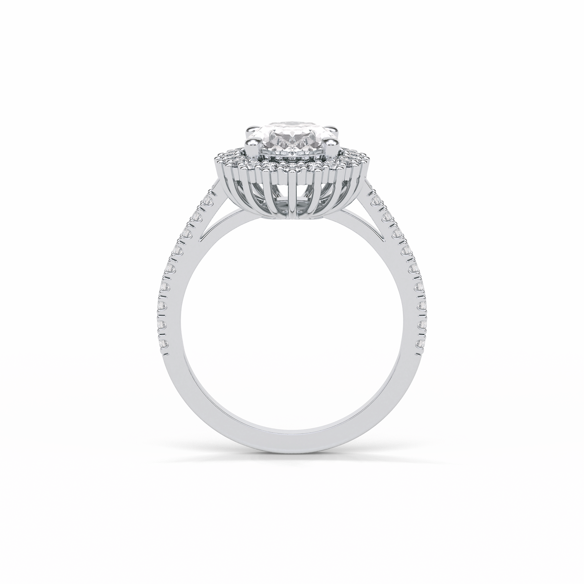 Oval Halo & Pave Lab Grown Diamond Engagement Ring