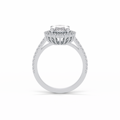 Oval Halo & Pave Lab Grown Diamond Engagement Ring