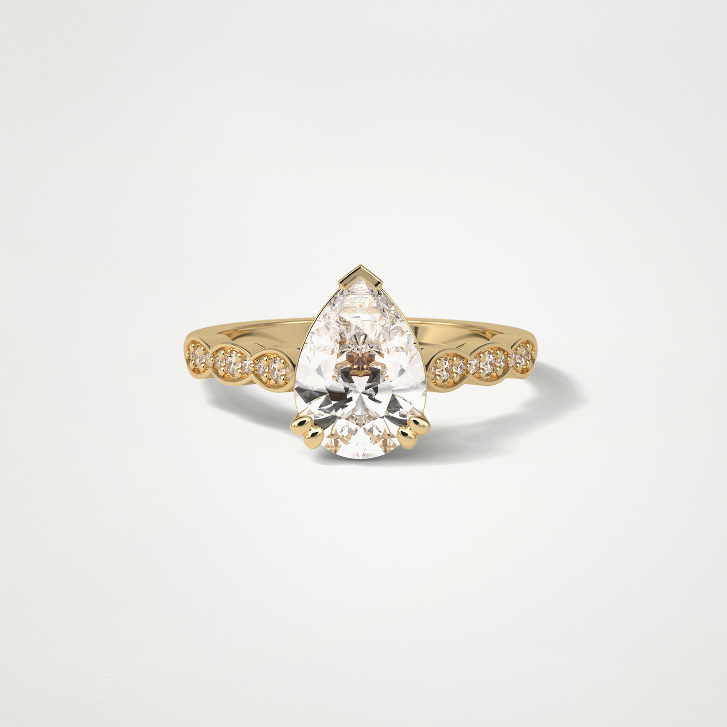 Pear Pave Lab Grown Diamond Engagement Ring