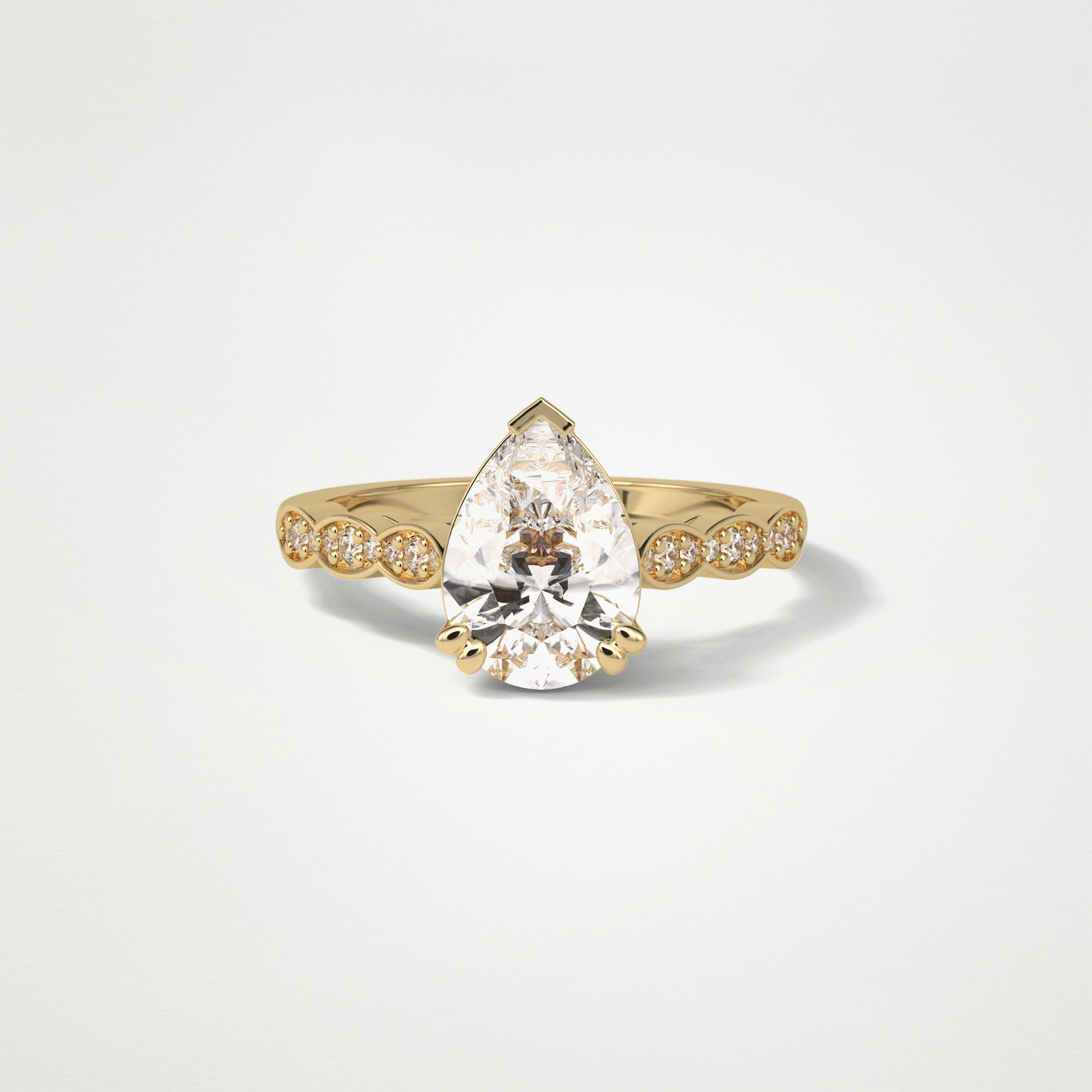 Pear Pave Lab Grown Diamond Engagement Ring