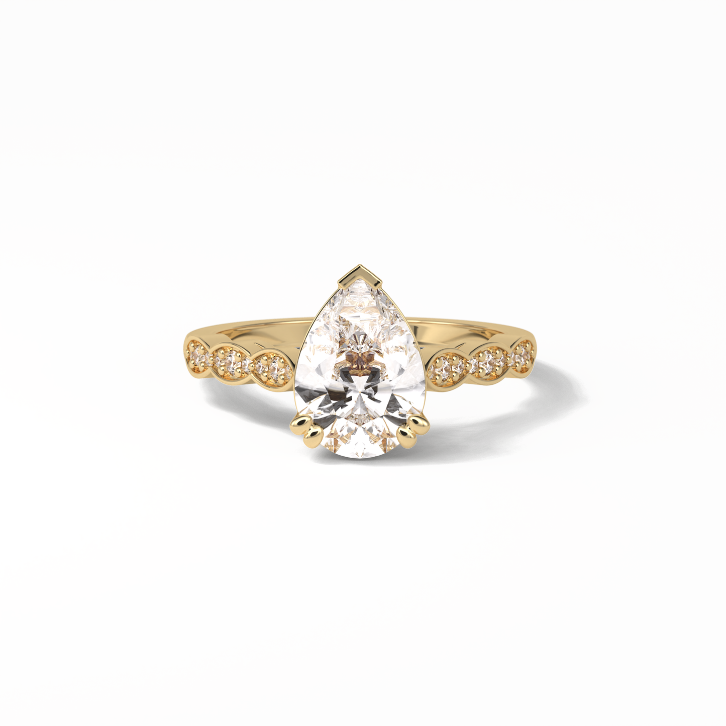 Pear Pave Lab Grown Diamond Engagement Ring