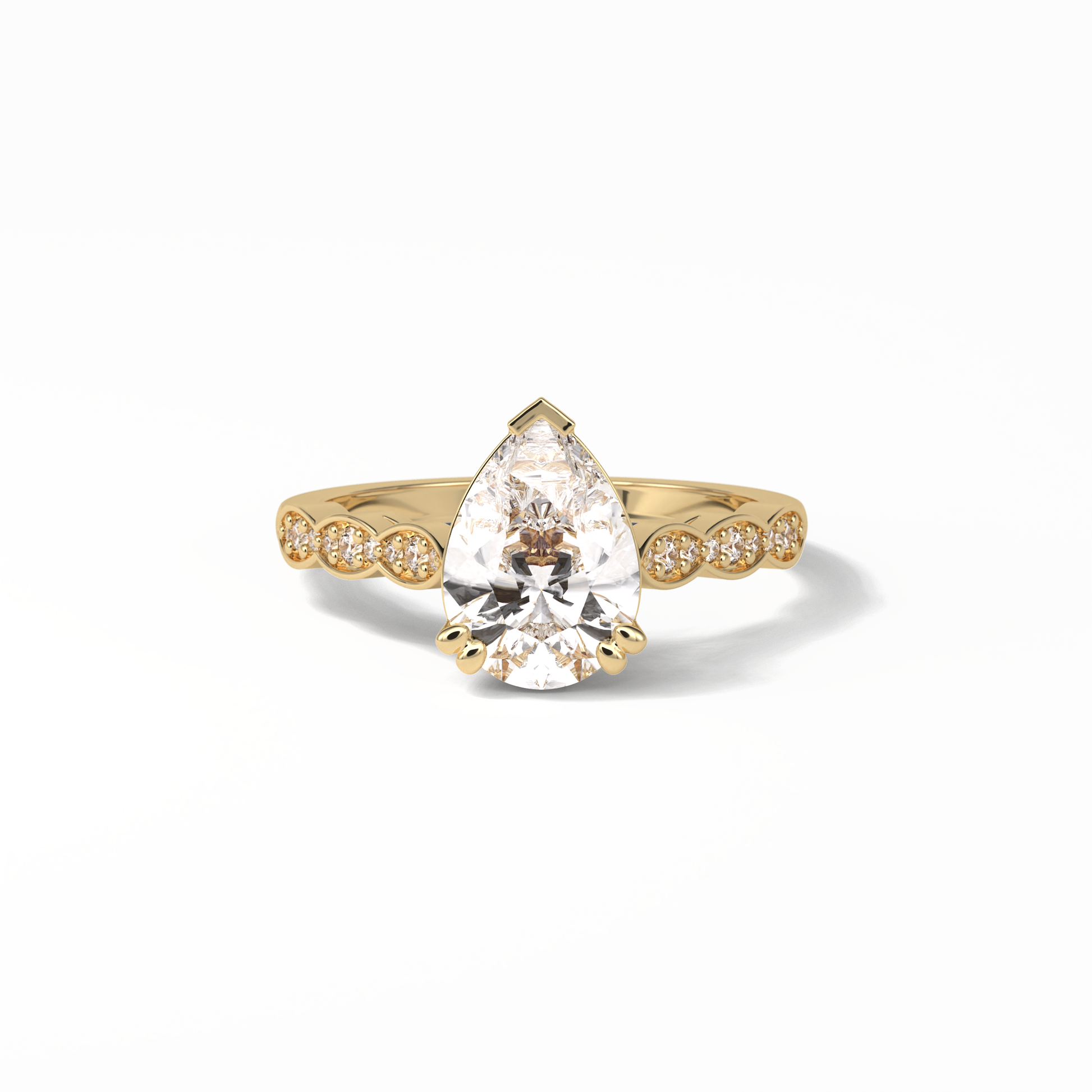 Pear Pave Lab Grown Diamond Engagement Ring
