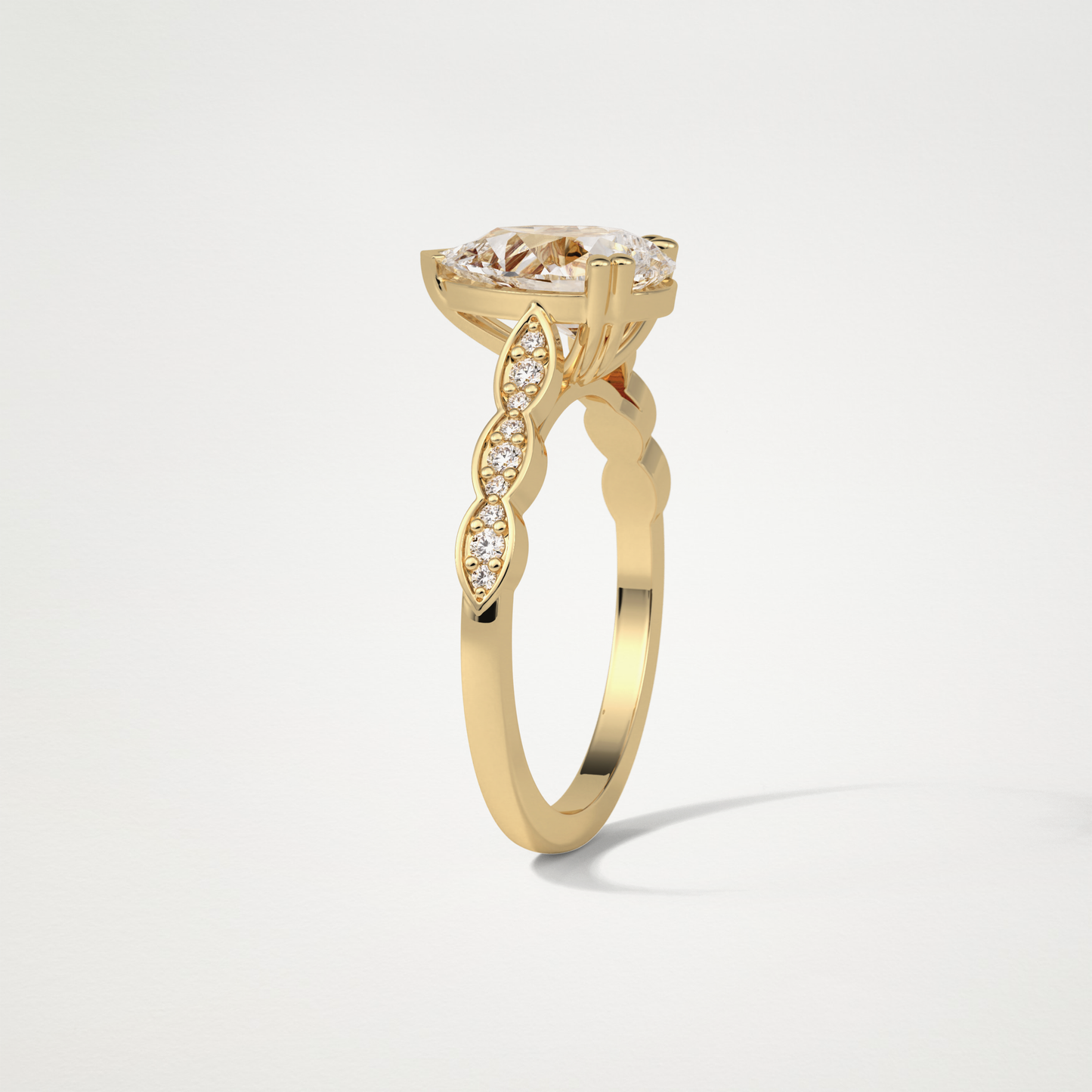 Pear Pave Lab Grown Diamond Engagement Ring