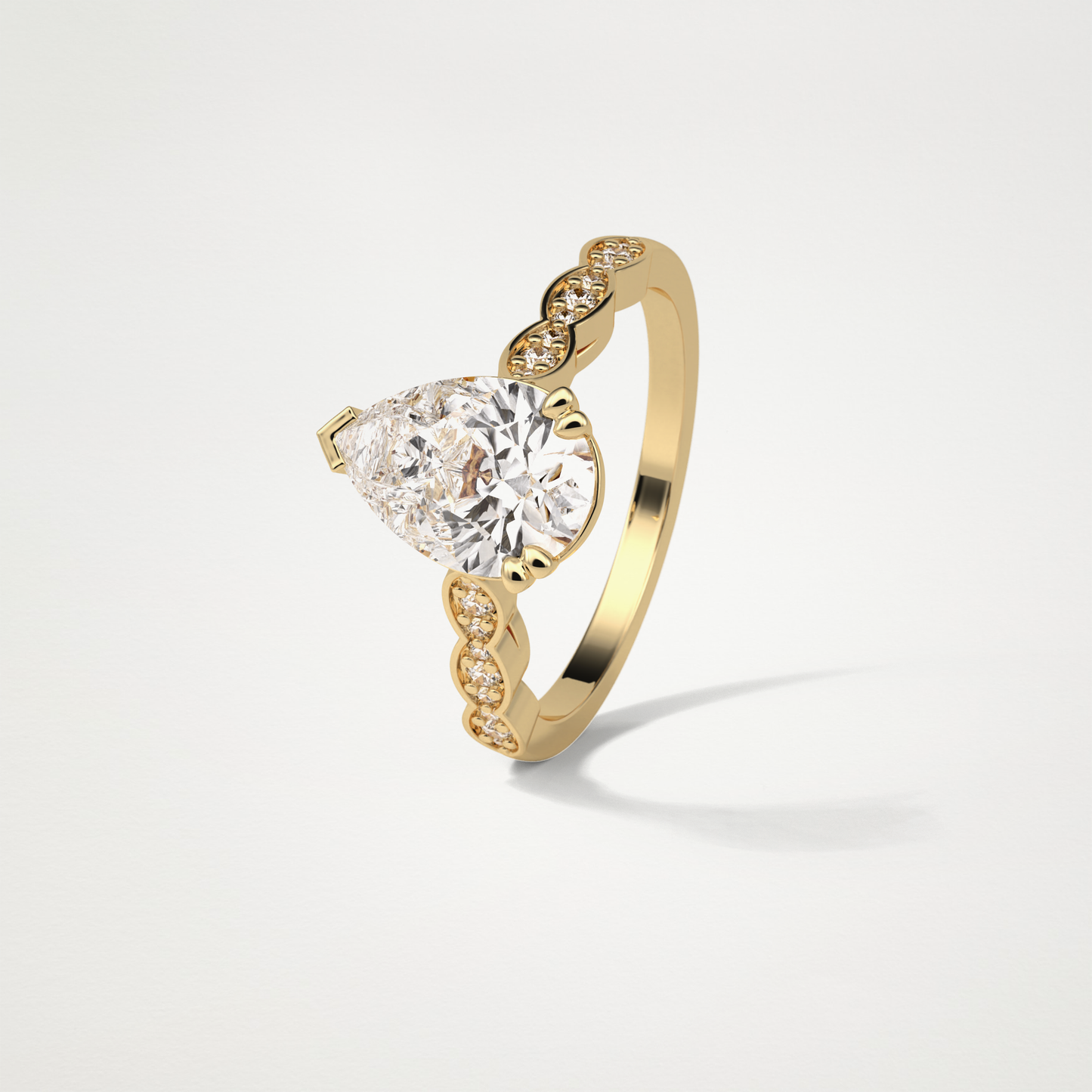 Pear Pave Lab Grown Diamond Engagement Ring