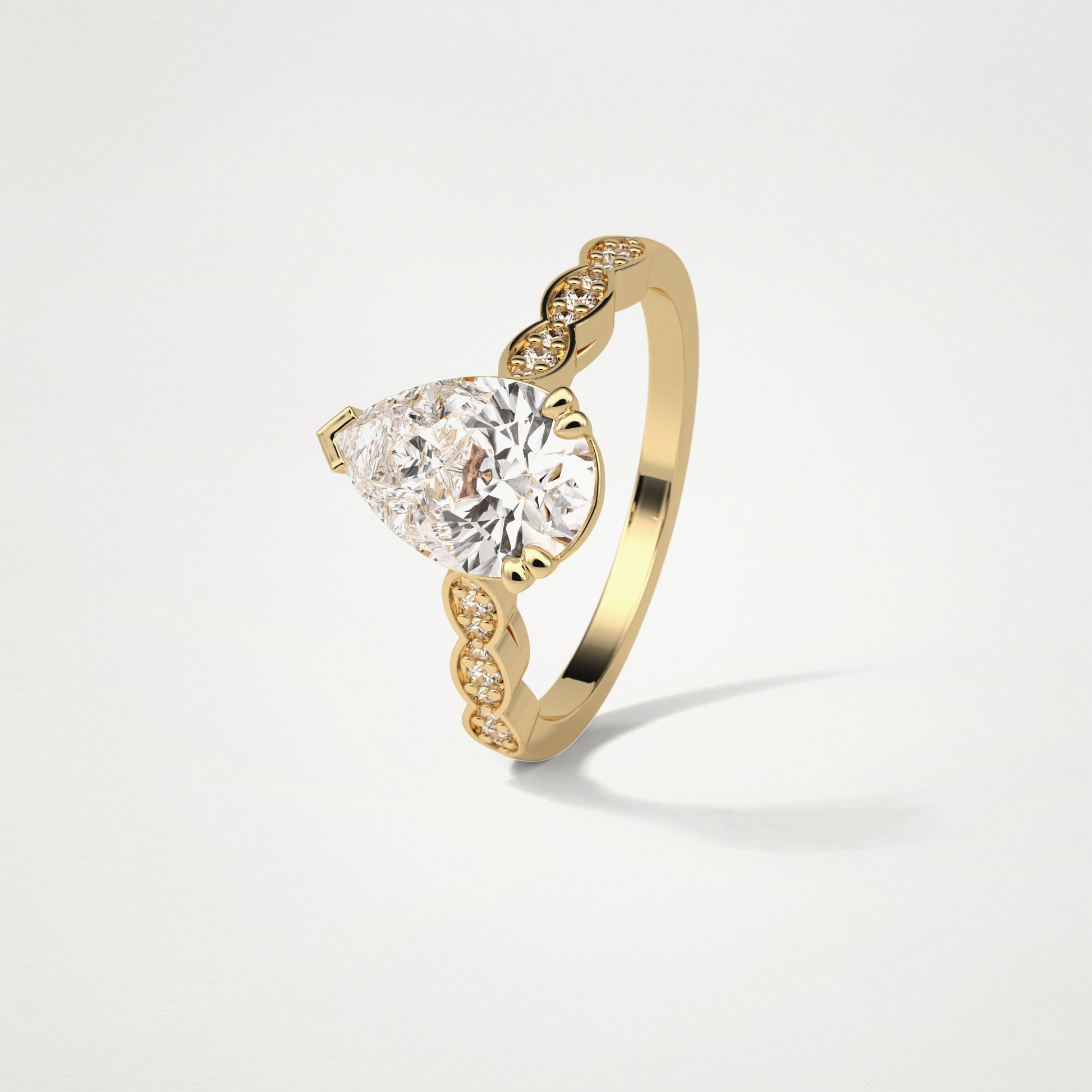 Pear Pave Lab Grown Diamond Engagement Ring