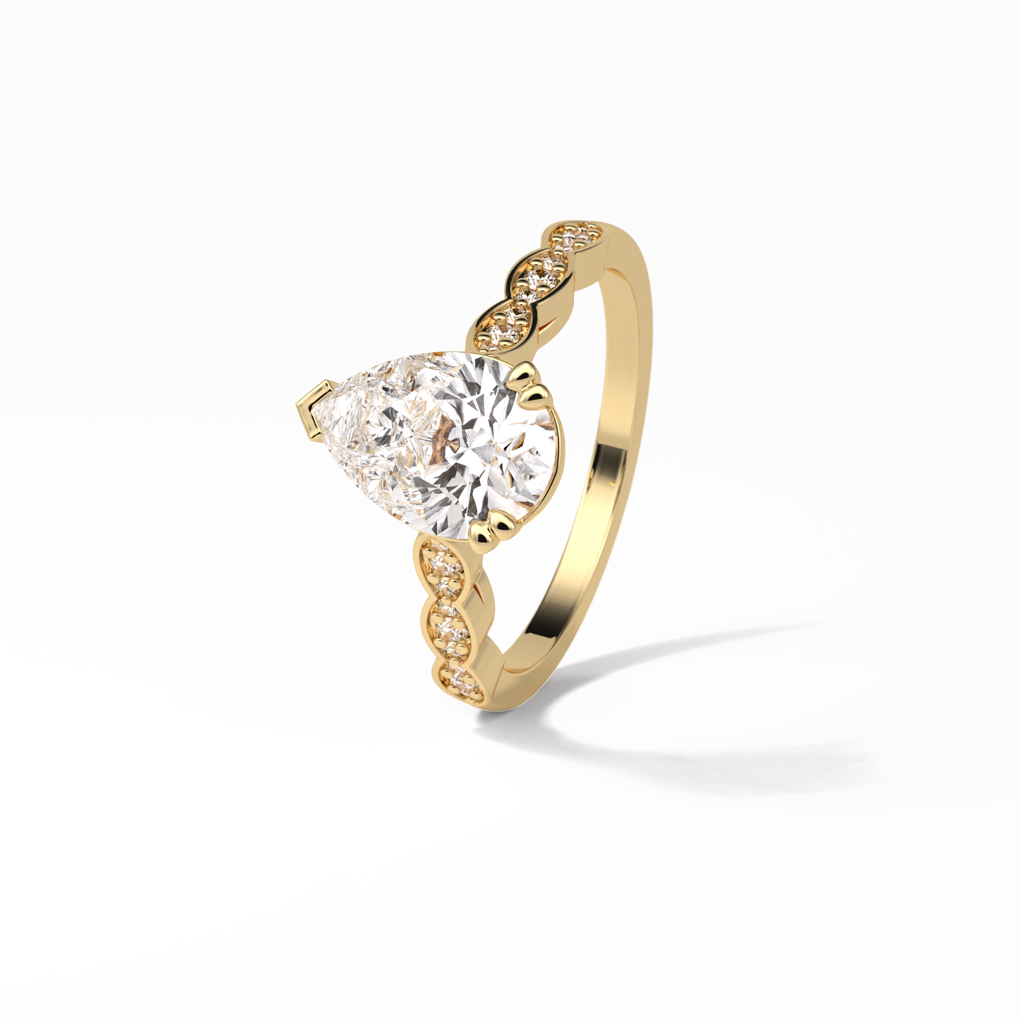 Pear Pave Lab Grown Diamond Engagement Ring