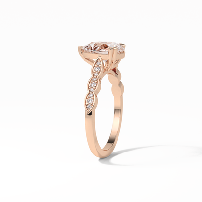 Pear Pave Lab Grown Diamond Engagement Ring