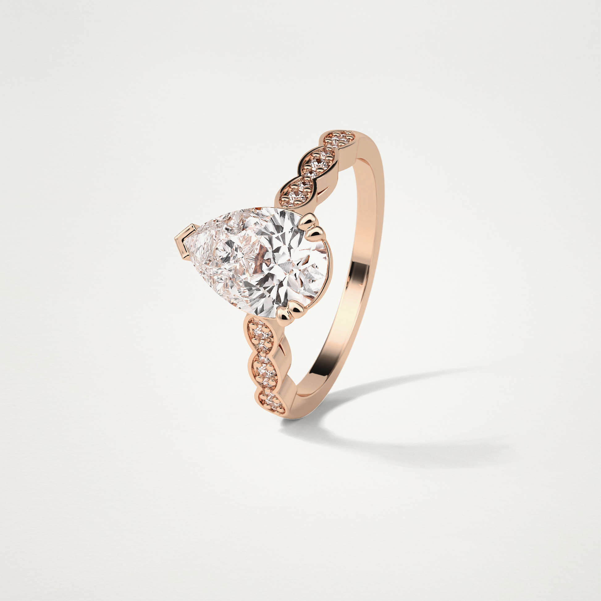 Pear Pave Lab Grown Diamond Engagement Ring