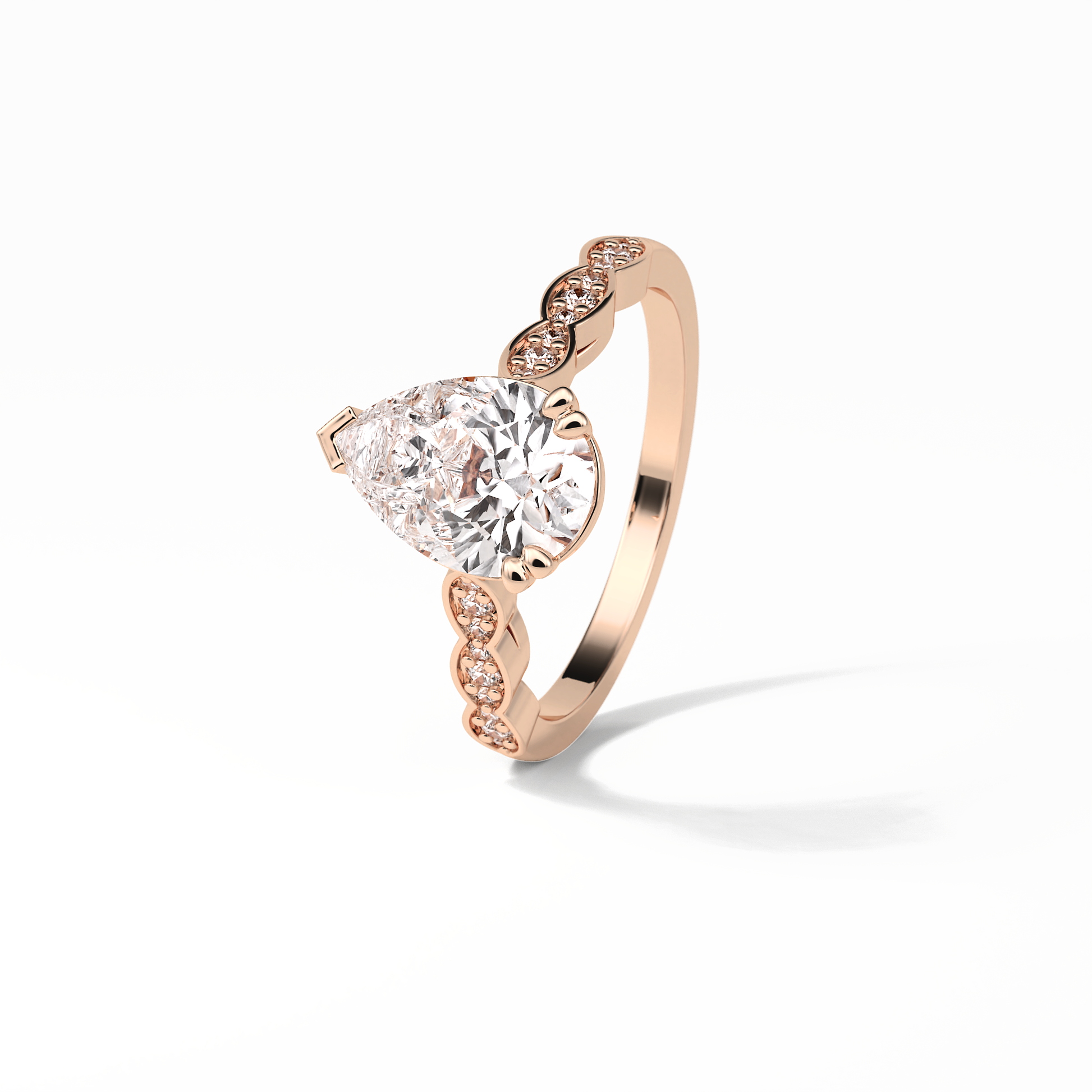 Pear Pave Lab Grown Diamond Engagement Ring