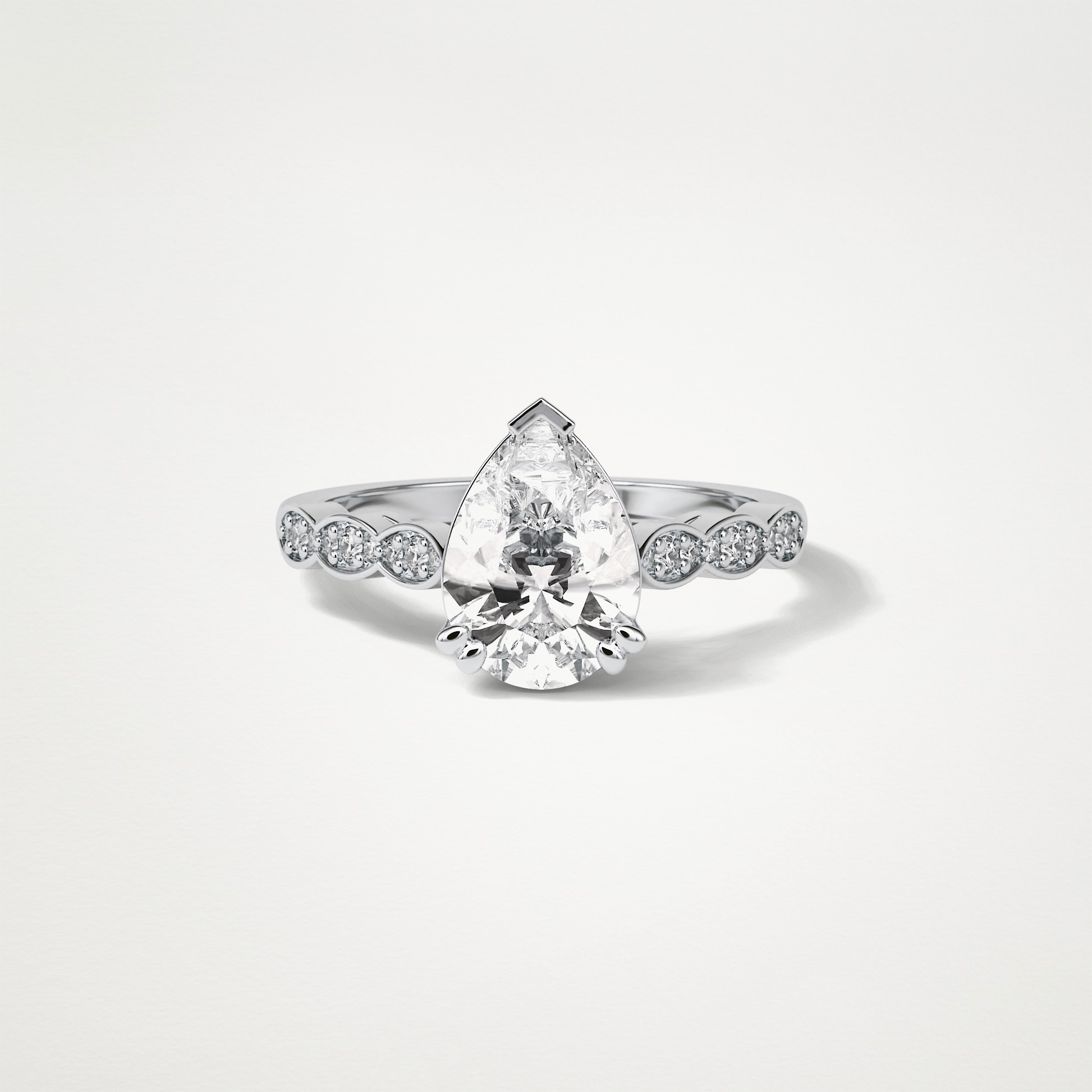 Pear Pave Lab Grown Diamond Engagement Ring