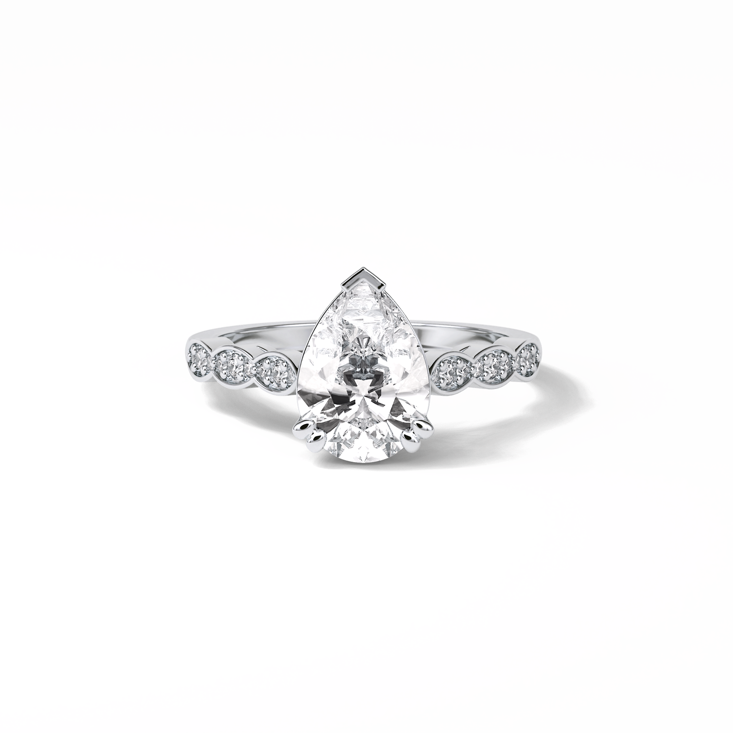 Pear Pave Lab Grown Diamond Engagement Ring