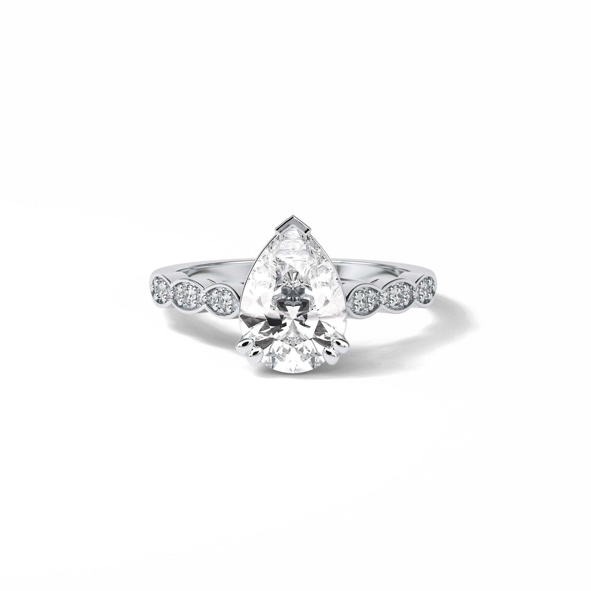 Pear Pave Lab Grown Diamond Engagement Ring
