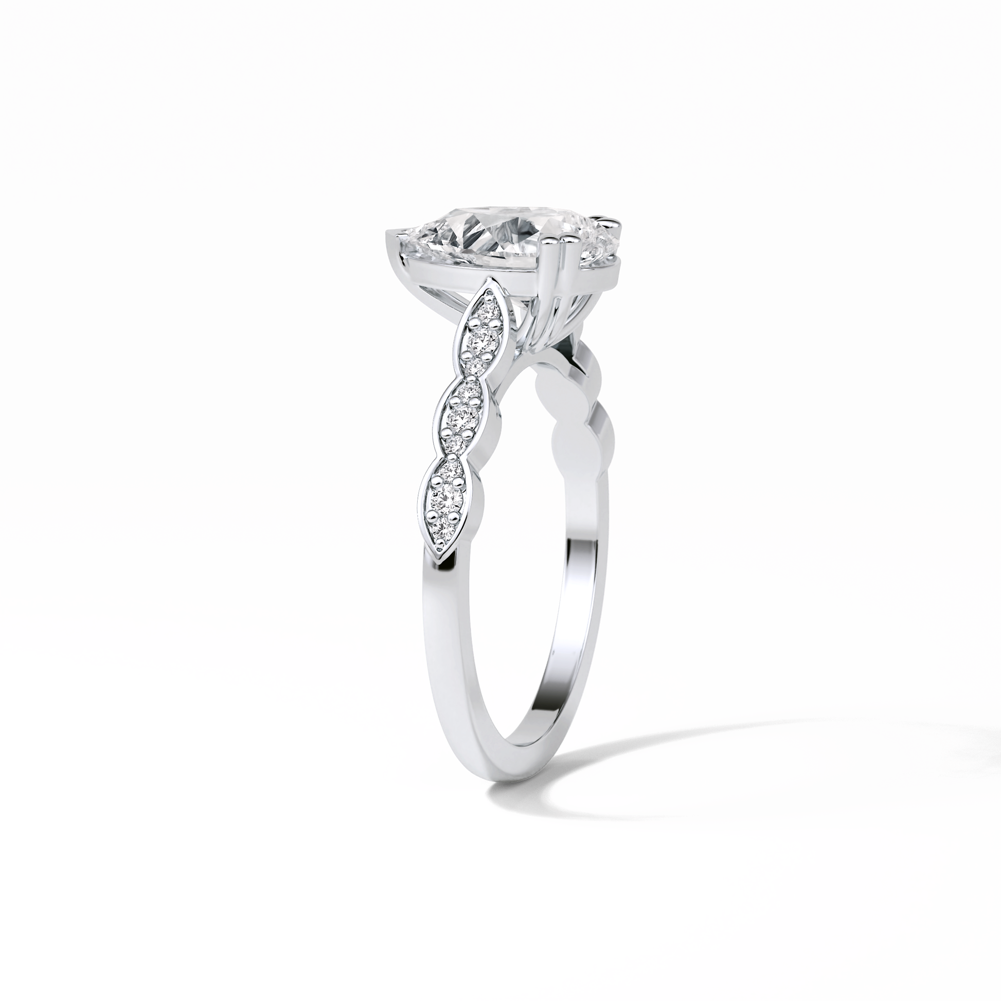 Pear Pave Lab Grown Diamond Engagement Ring
