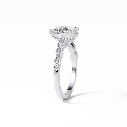Pear Pave Lab Grown Diamond Engagement Ring