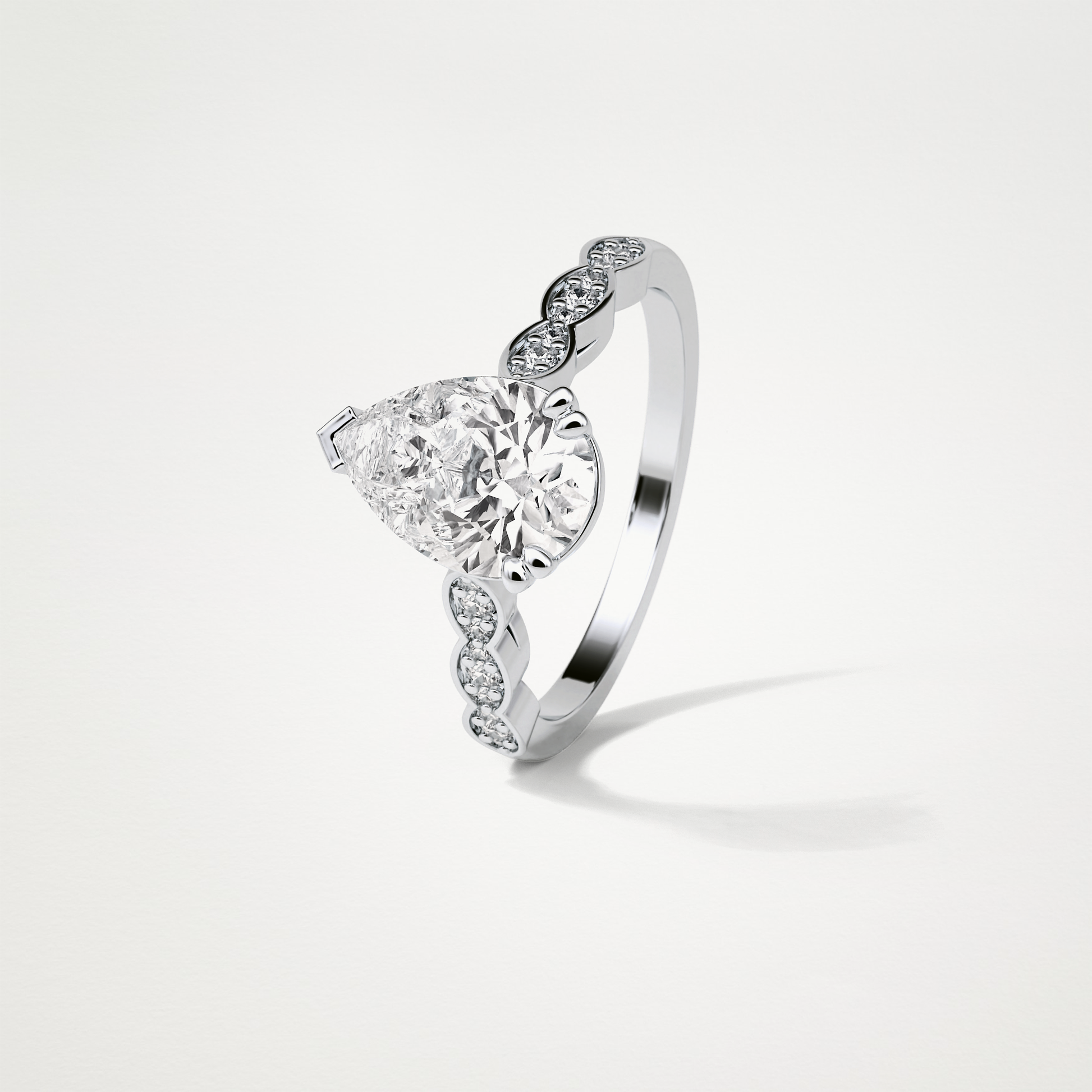 Pear Pave Lab Grown Diamond Engagement Ring