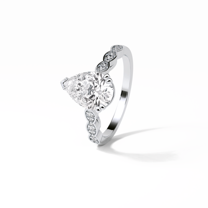 Pear Pave Lab Grown Diamond Engagement Ring