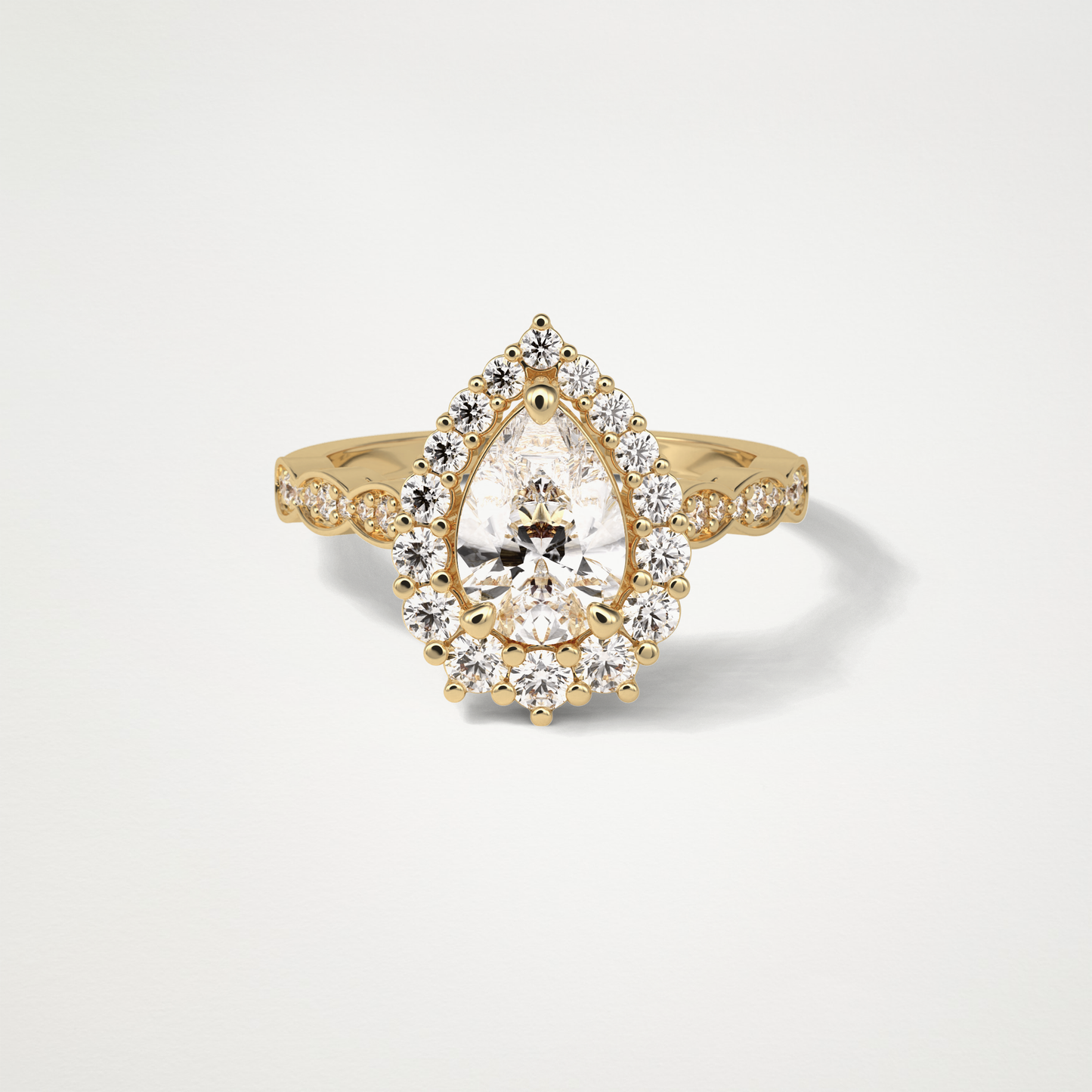 Pear Pave & Halo Lab Grown Diamond Engagement Ring