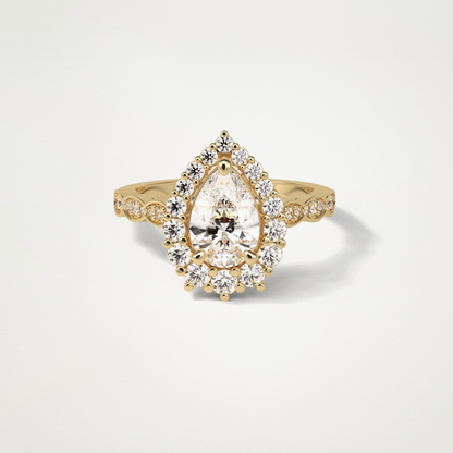 Pear Pave & Halo Lab Grown Diamond Engagement Ring