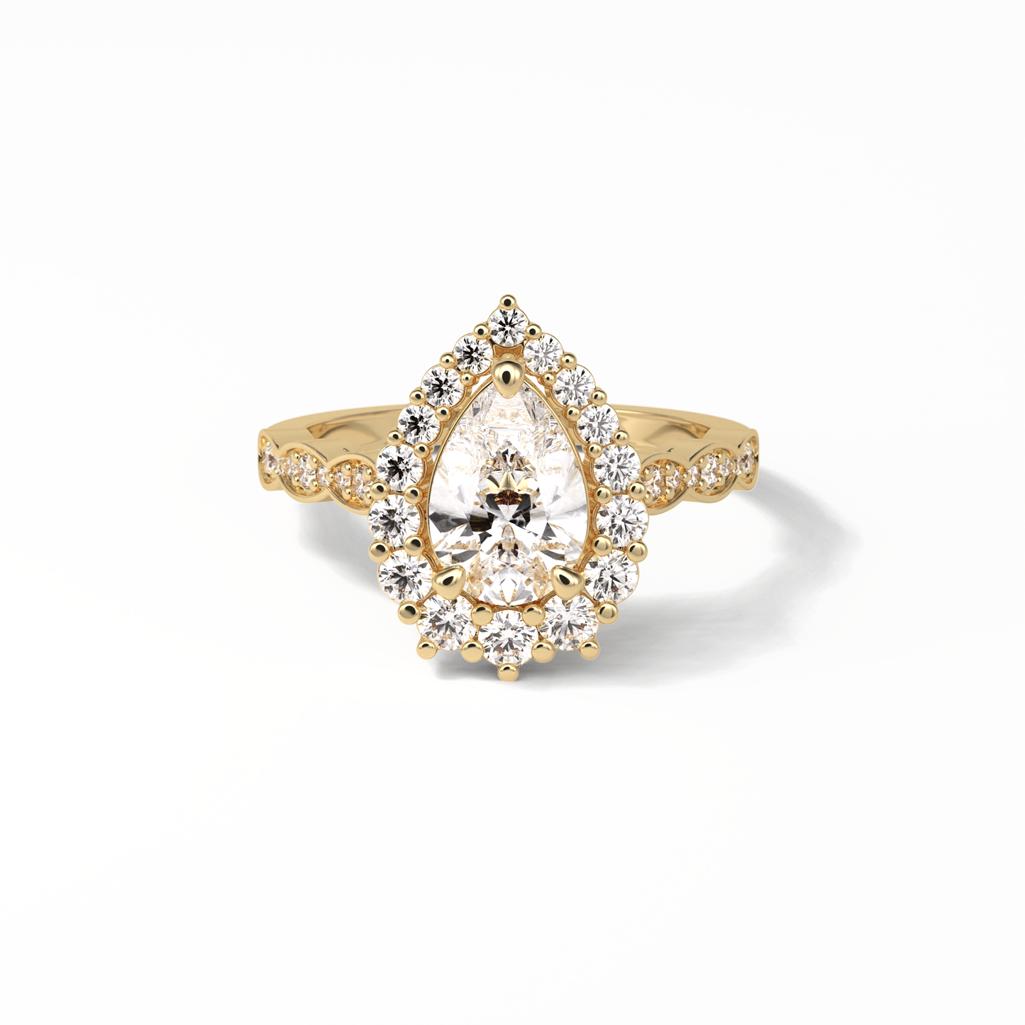 Pear Pave & Halo Lab Grown Diamond Engagement Ring