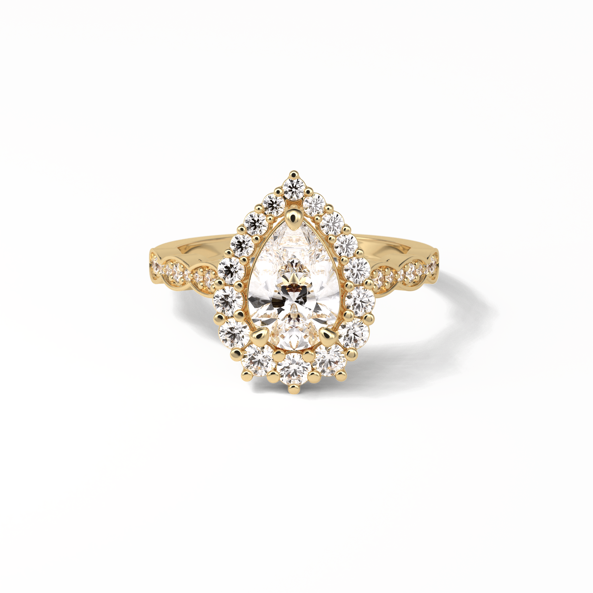 Pear Pave & Halo Lab Grown Diamond Engagement Ring
