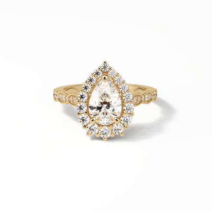 Pear Pave & Halo Lab Grown Diamond Engagement Ring