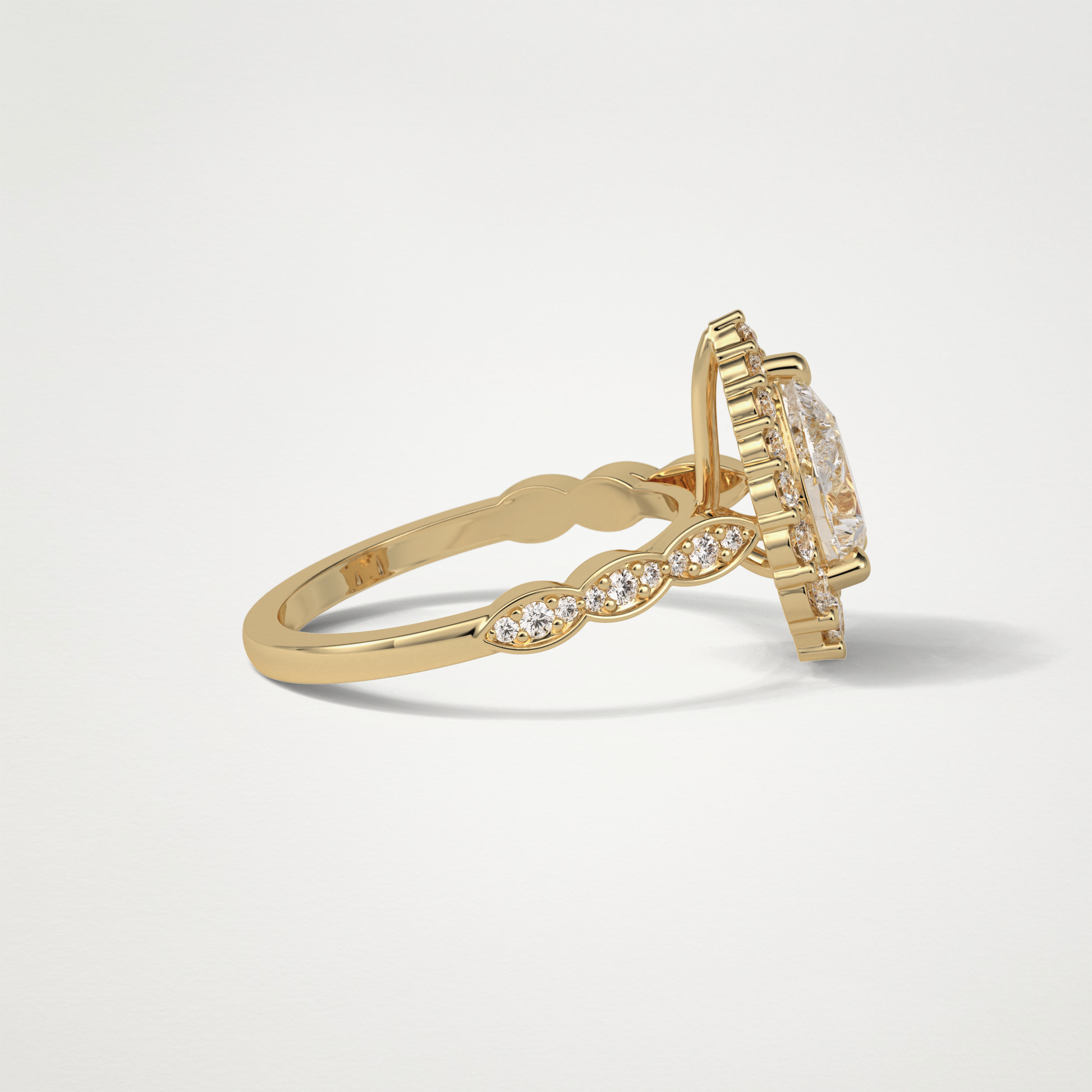 Pear Pave & Halo Lab Grown Diamond Engagement Ring