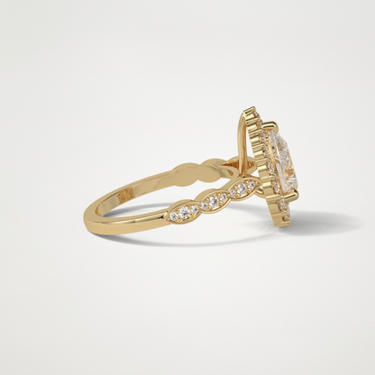Pear Pave & Halo Lab Grown Diamond Engagement Ring