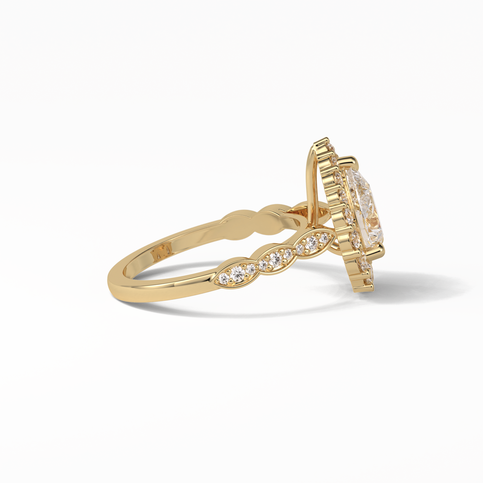 Pear Pave & Halo Lab Grown Diamond Engagement Ring