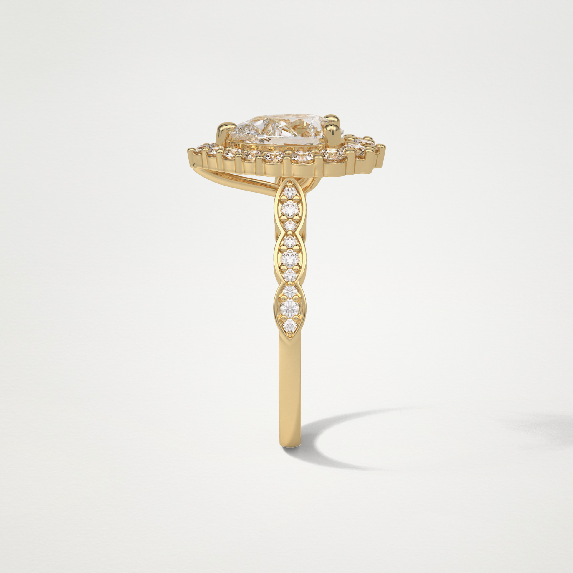 Pear Pave & Halo Lab Grown Diamond Engagement Ring