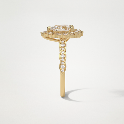 Pear Pave & Halo Lab Grown Diamond Engagement Ring