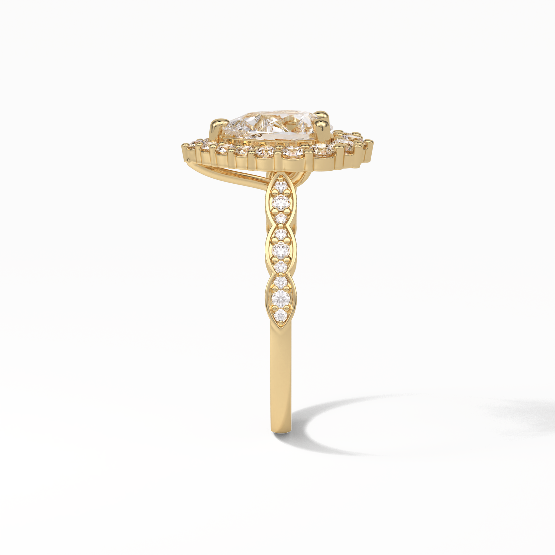 Pear Pave & Halo Lab Grown Diamond Engagement Ring